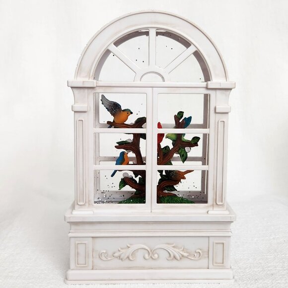 Birds on Flower Blossoms in Aviary LED Light Up Glitter Water Lantern Snow Globe - Picture 9 of 13